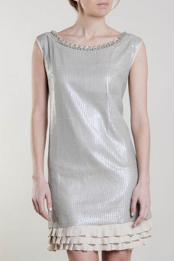 vestido lentejuelas plata moedlo